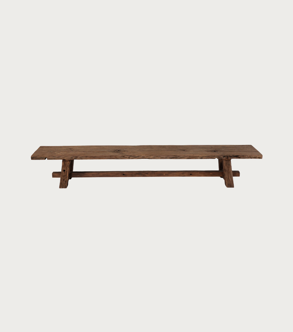 Sedra Reclaimed Oak Bench – front view from slightly above