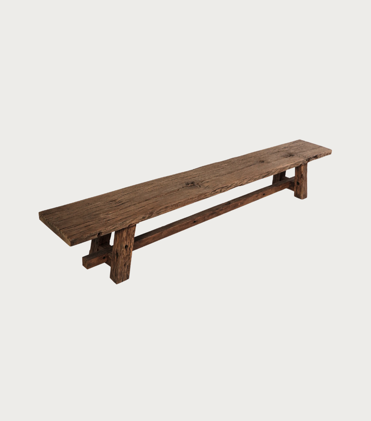 Sedra Reclaimed Oak Bench – three-quarter view