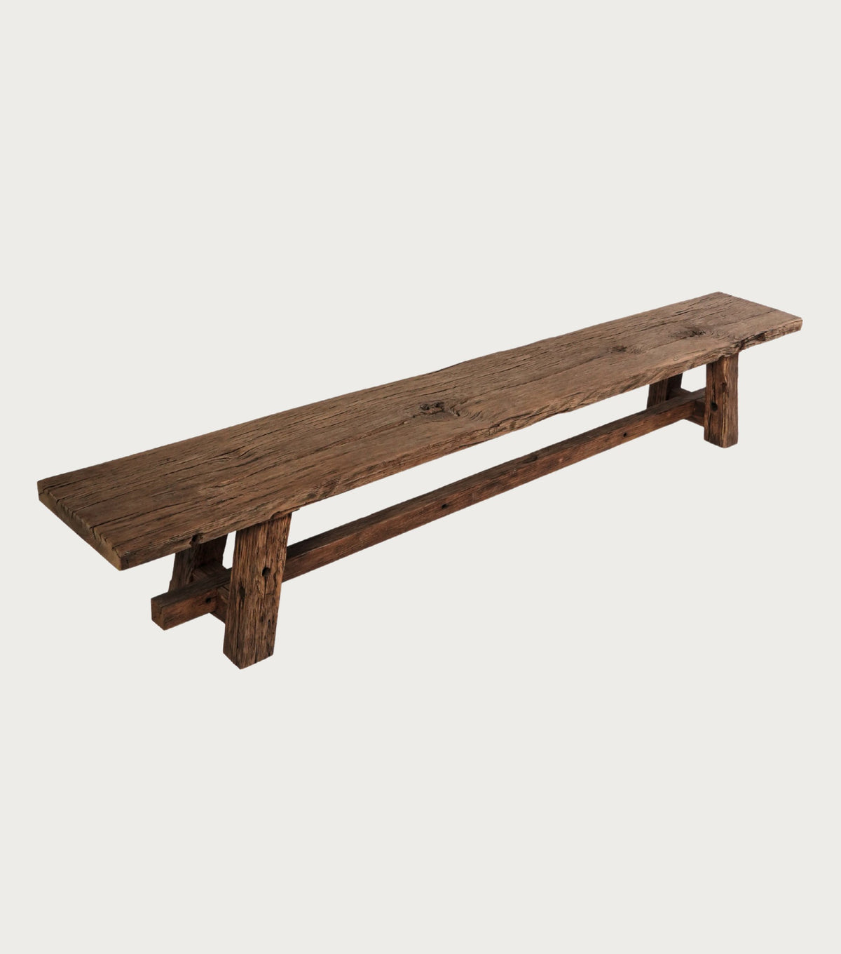 Sedra Reclaimed Oak Bench – three-quarter view