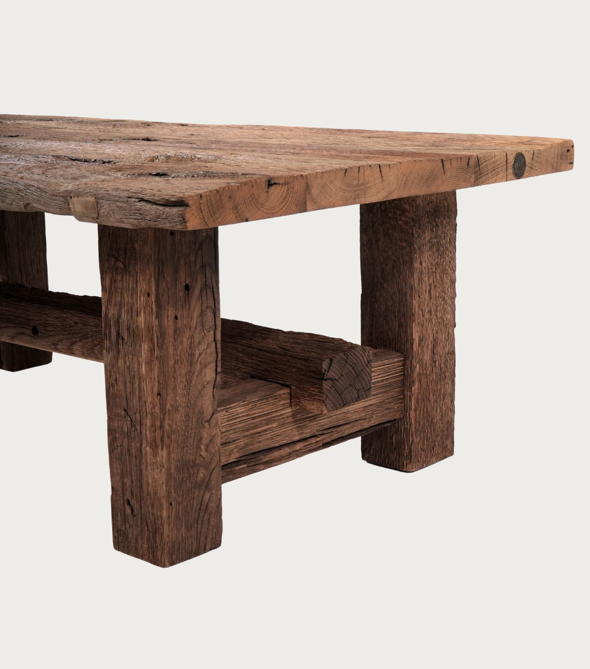 Segesta Reclaimed Oak Coffee Table – detail of the trestle leg