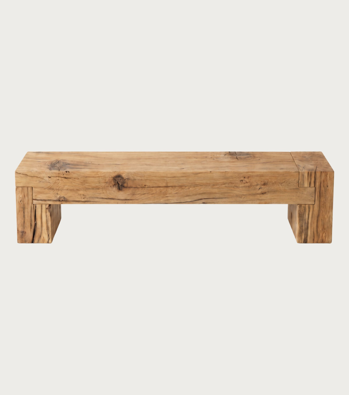 Sella Reclaimed Oak Bench – front view on a plain background