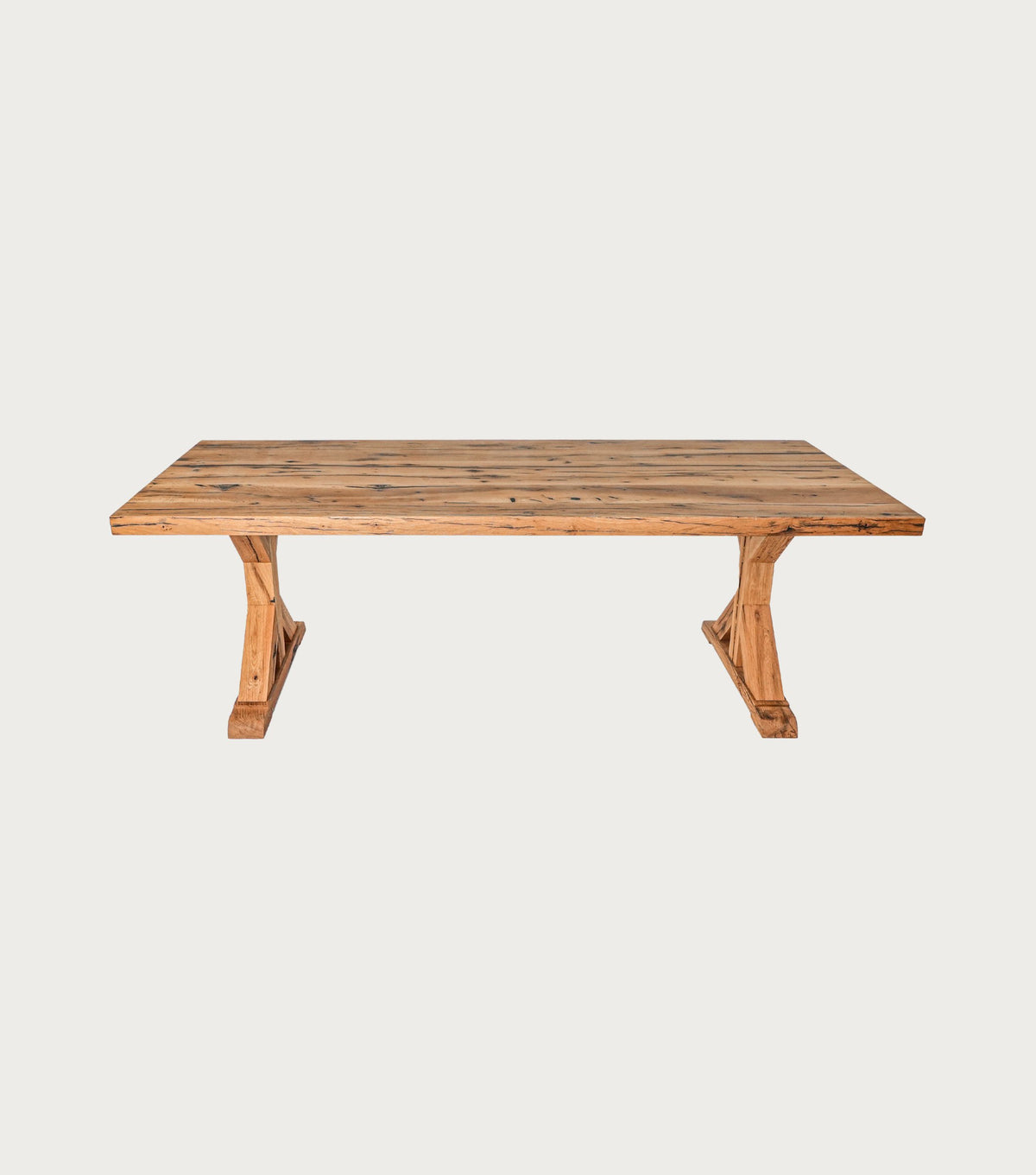 Serra Reclaimed Oak Dining Table – front view on a plain background