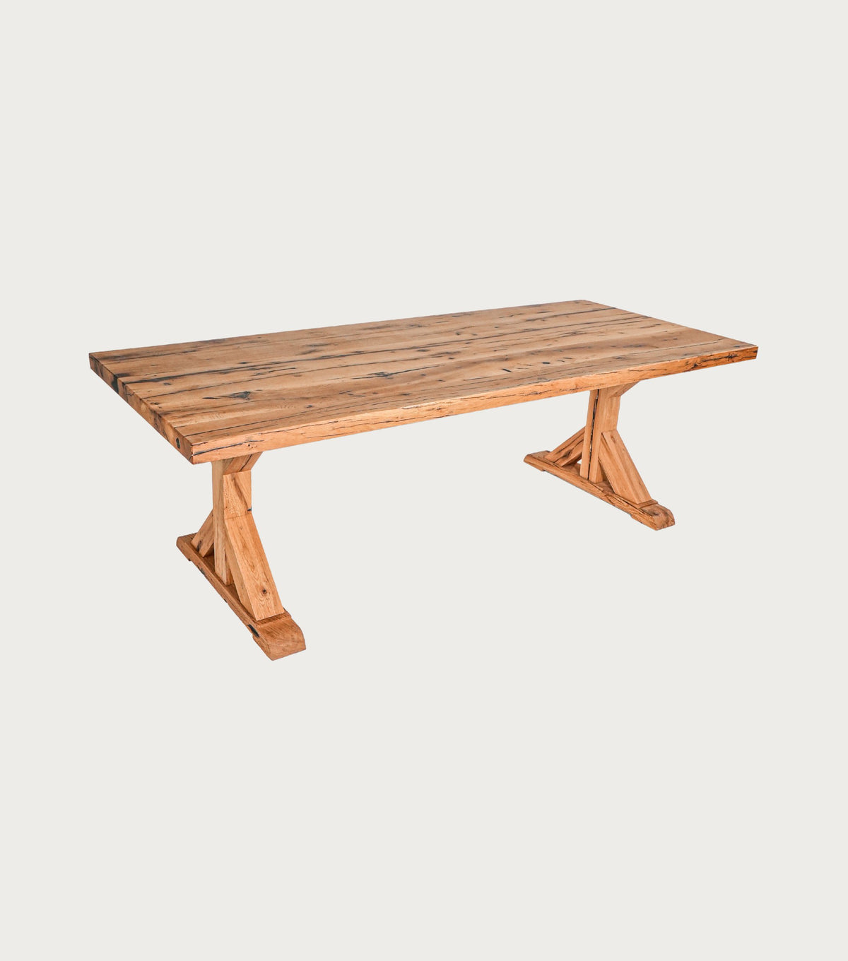 Serra Reclaimed Oak Dining Table – three-quarter view