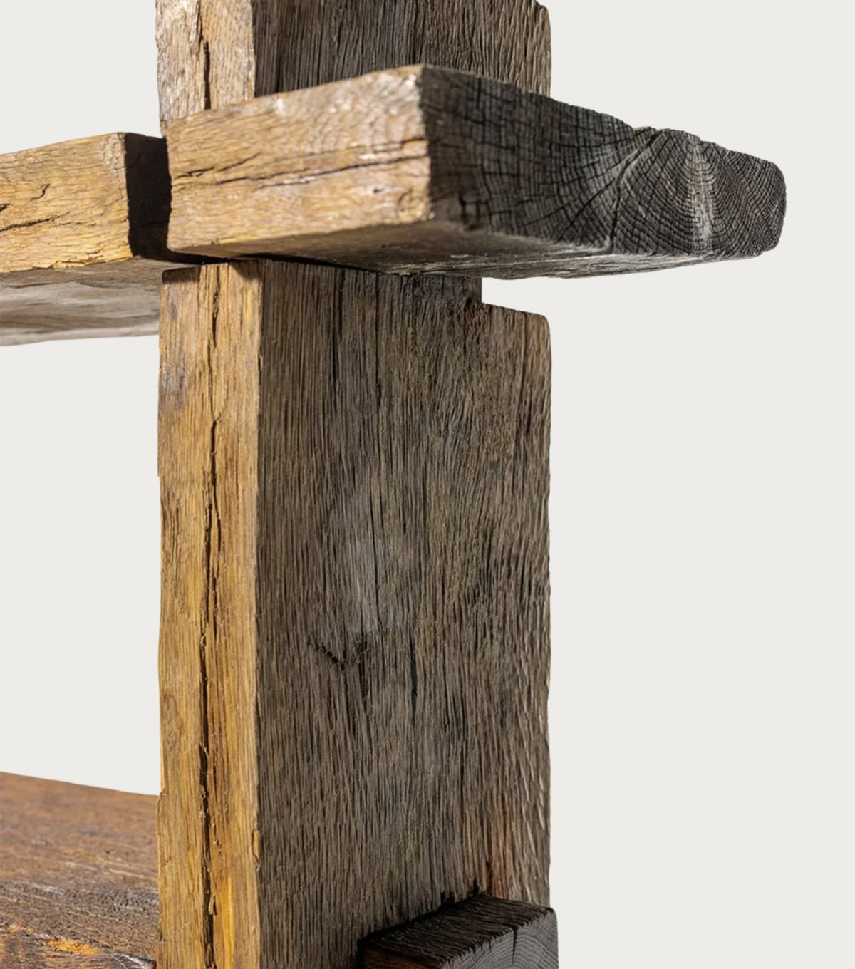 Solstice Reclaimed Oak Bookcase – detail of the top joint