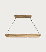 Tegmen Reclaimed Chestnut Beam Pendant Light – front view hanging from its chains