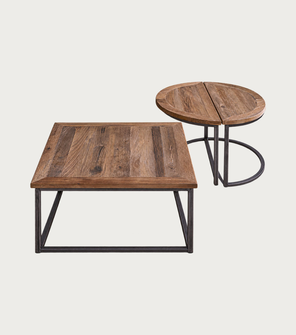 Tessera Reclaimed Oak Coffee Table – the pieces shown apart