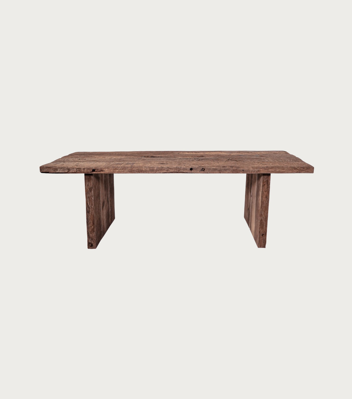 Thebes Reclaimed Oak Dining Table – front view on a plain background