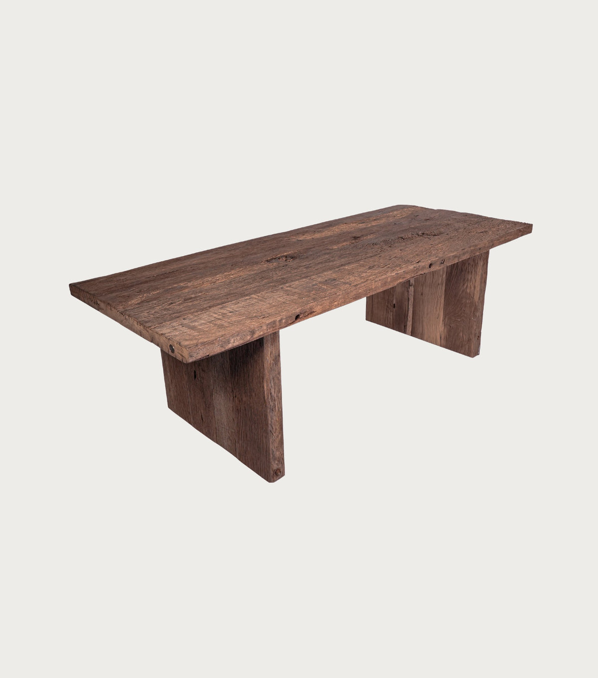 Thebes Reclaimed Oak Dining Table – three-quarter view