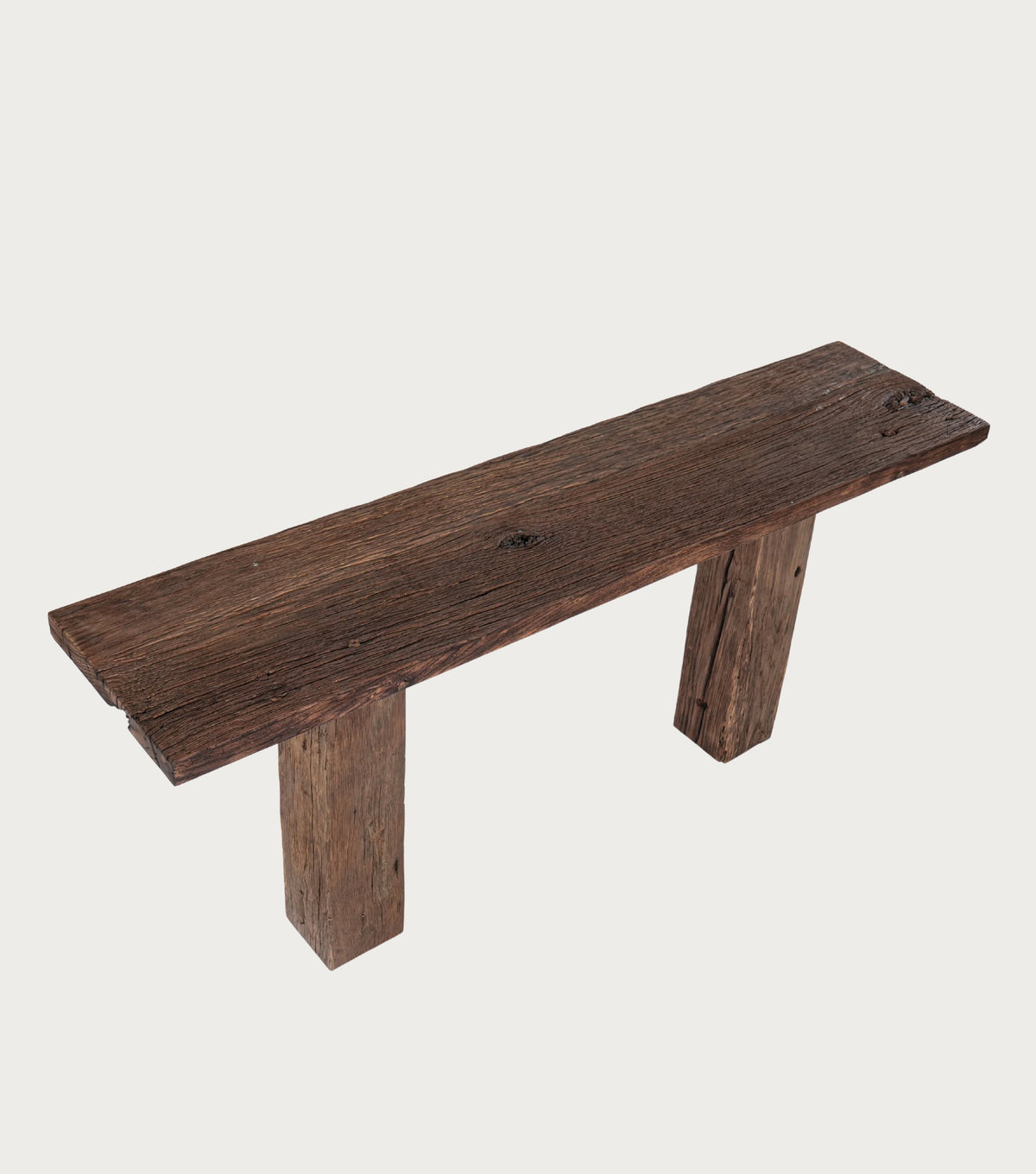 Trabes Reclaimed Oak Console Table – three-quarter view